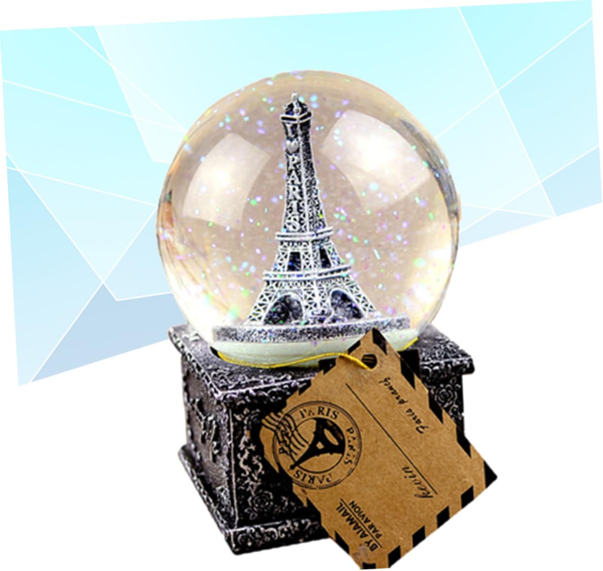 Home Desktop Decoration Eiffel Tower Tabletop Ornament Music Snow Globe Figurines Home Decor Eiffel Tower Snow Globe Christmas Snow Globes Retro Decor Vintage Figurine Ornament