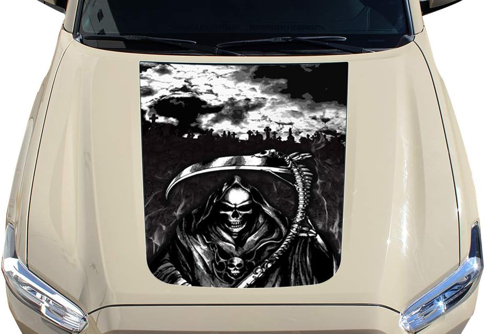 Center Hood Graphics Kit Vinyl Decal Wrap Compatible with Toyota Tacoma 2016-2020 - Reaper