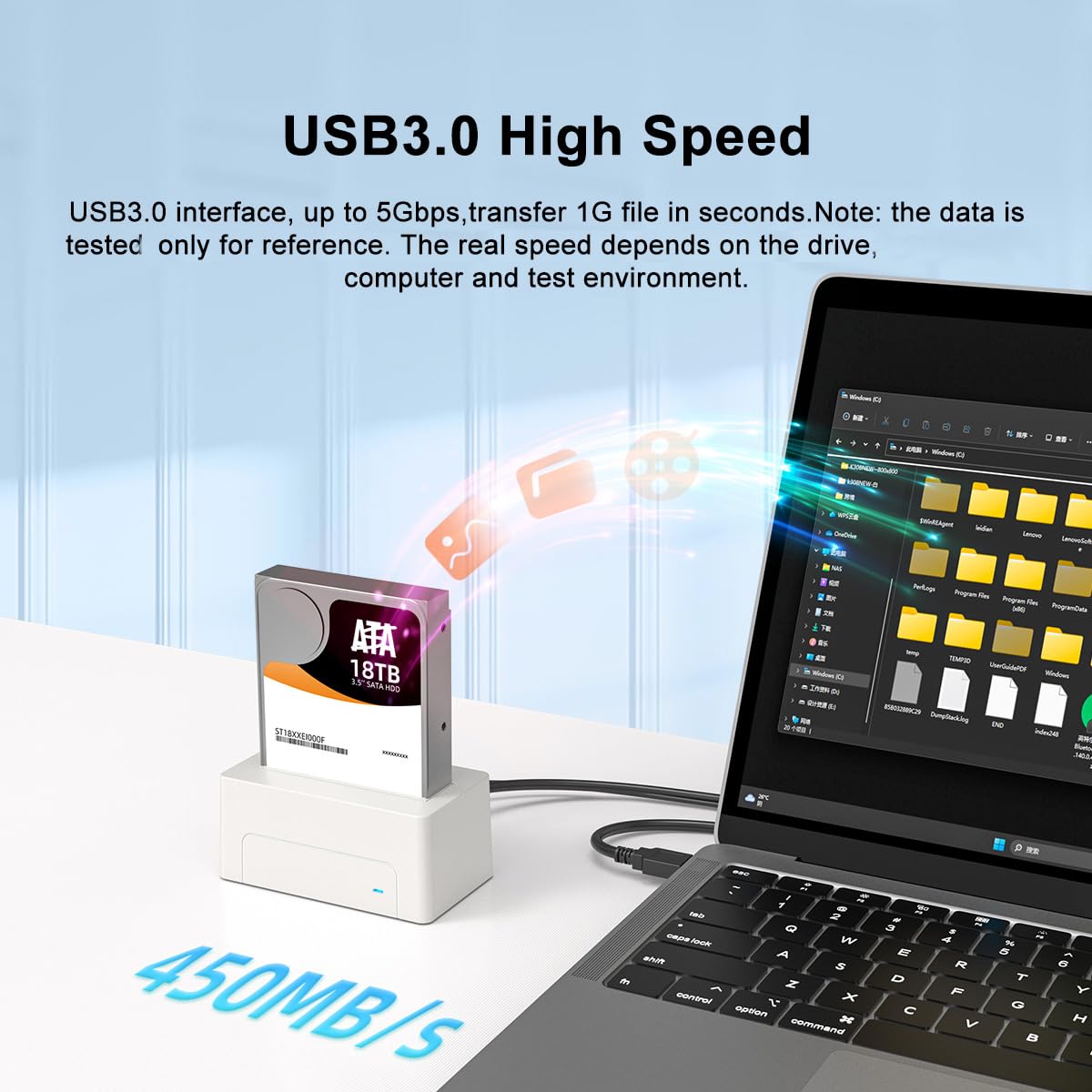 Exliy Station D'accueil Pour Disque Dur SATA/IDE USB 3.0 à 2,5 Pouces 3,5 Pouces, Lecteur De Concentrateur De Station D'accueil Pour Disque Dur Externe Double Baie(Noir