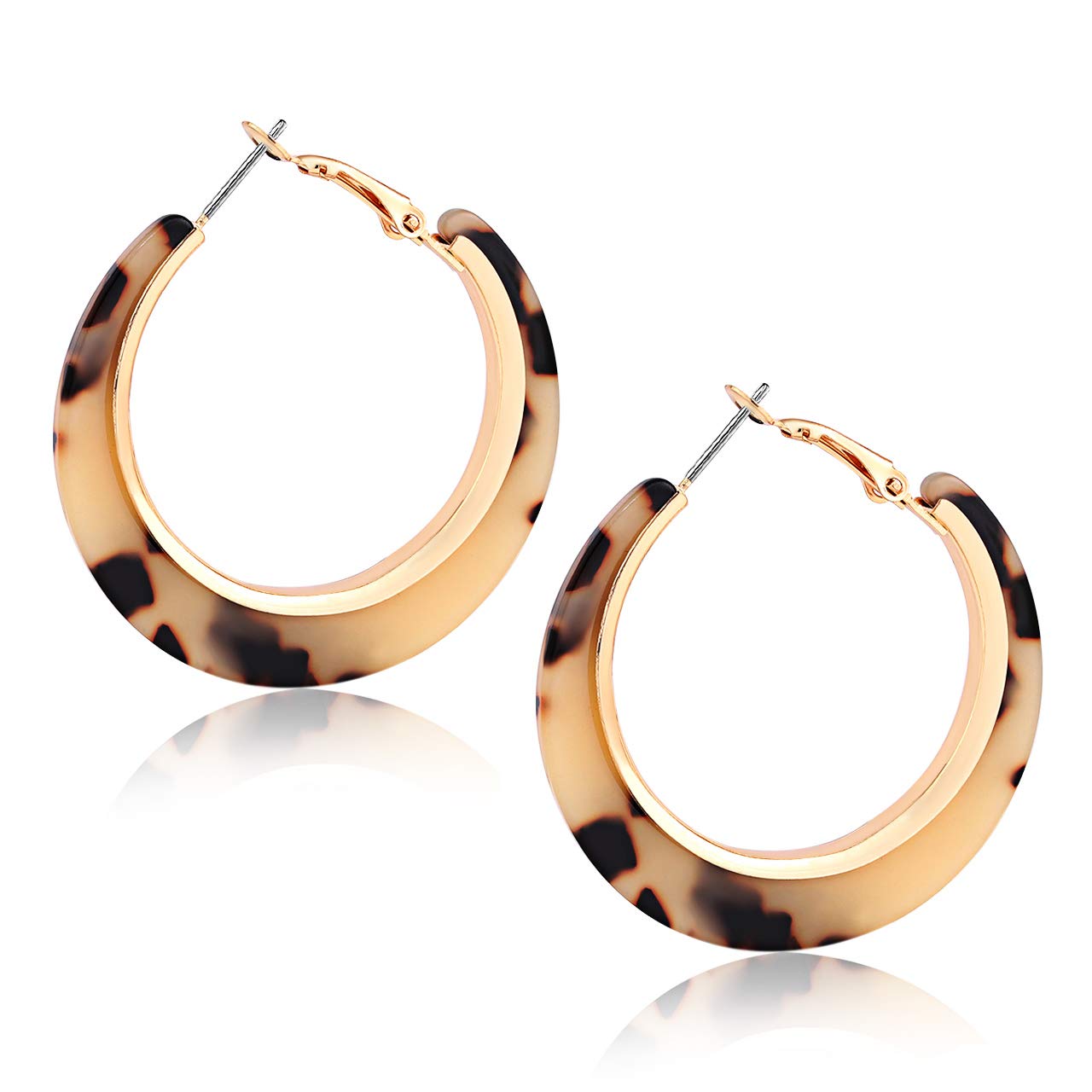XOCARTIGE Acrylic Hoop Earrings for Women Tortoise Resin Earrings Bohemia Statement Dangle Earring Studs