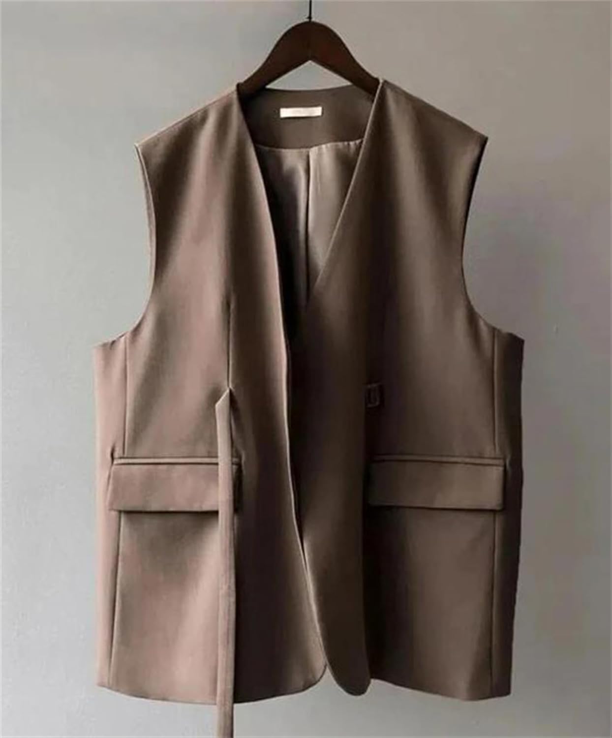 Women’S Blazer Vest Coat Spring Fall Loose Female Suit Waistcoat Sleeveless Ladies Jacket Casual Waistcoat