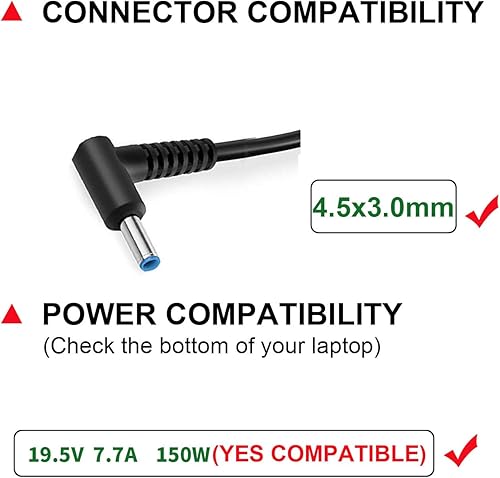 Miniatura 3 de Adaptador de CA de 150 W, cargador para portátil HP OMEN por 15 17, Zbook 15 G3 G4 G5 G6, Zbook Studio G3 G4 G5 G6 G7 G8, Fury 15 17 G7 G8 Fuente de