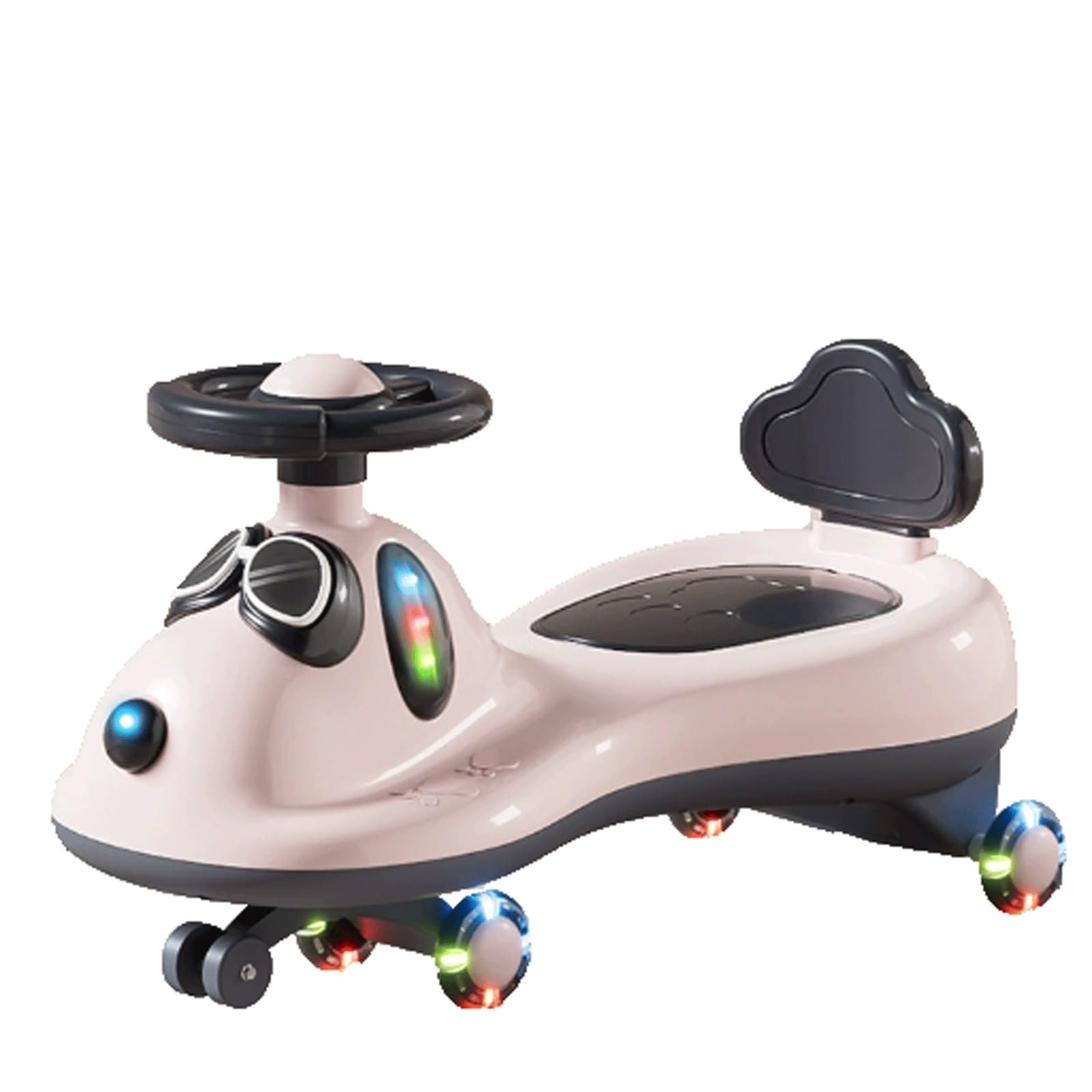 SDGBCXD Swing Car, Wiggle Car Music Light Anti-rollover Turn Movement To Steer For Ages 3 Years And Up Swing Cars(Rose)