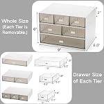 Hacaroa 3 Tier Mini Desk Organizer with 6 Drawers, Plastic Desktop Drawers Storage Box, Stackable Makeup Organizer Craft Storage Case for Office, School, Bathroom, Detachable Design, White