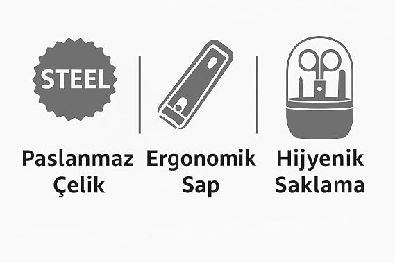 10'lu Manikür Pedikür Seti – Paslanmaz Çelik | Tırnak Törpüsü, Makas, Et Pens Seti | Taşınabilir Kutulu Tırnak Bakım Seti | Kadın Erkek için Uygun