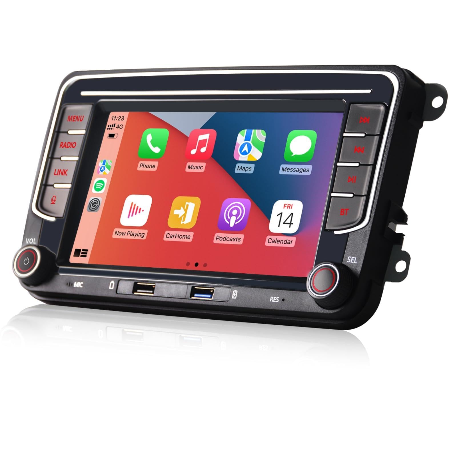 RCD330 Upgrade Autoradio für VW Golf MK5 MK6 Jetta Passat Caddy Beetle, Wireless CarPlay & Android Auto, Linux Autoradio mit Physischem Lautstärkeregler, AM/FM/RDS, Bluetooth, Schnellstart, Plug &Play