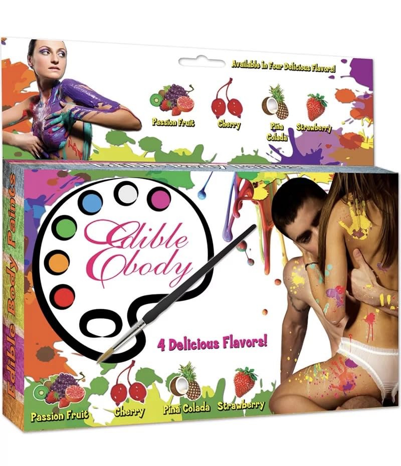 Kit de pinturas corporales comestibles, 4 colores y sabores surtidos