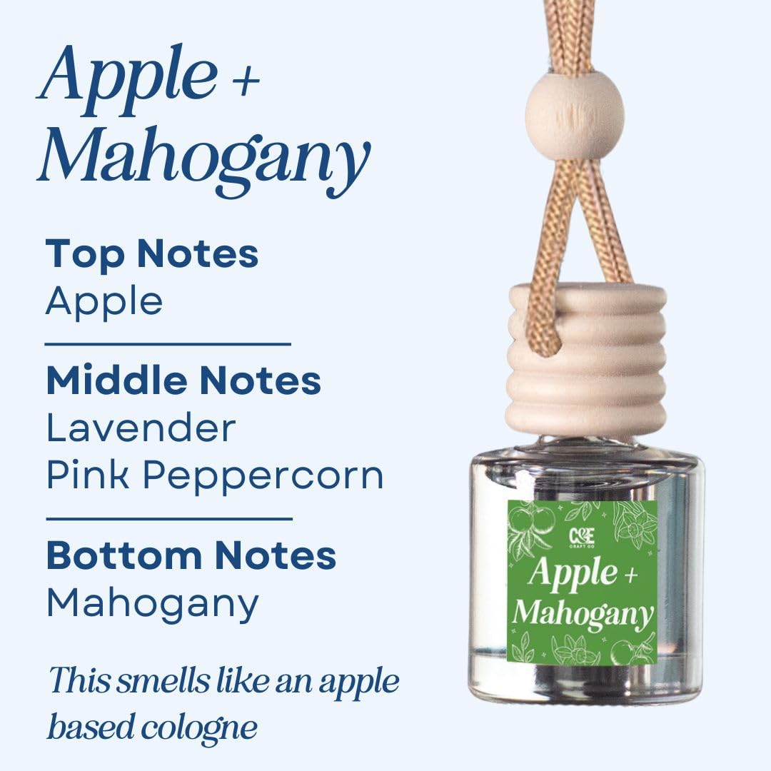 CE Craft Difusor de aceite de fragancia para colgar en el aire del coche con manzana, caoba + madera de teawkood y caoba, difusor de aceite para aceites esenciales, aromas, aromaterapia, difusor de