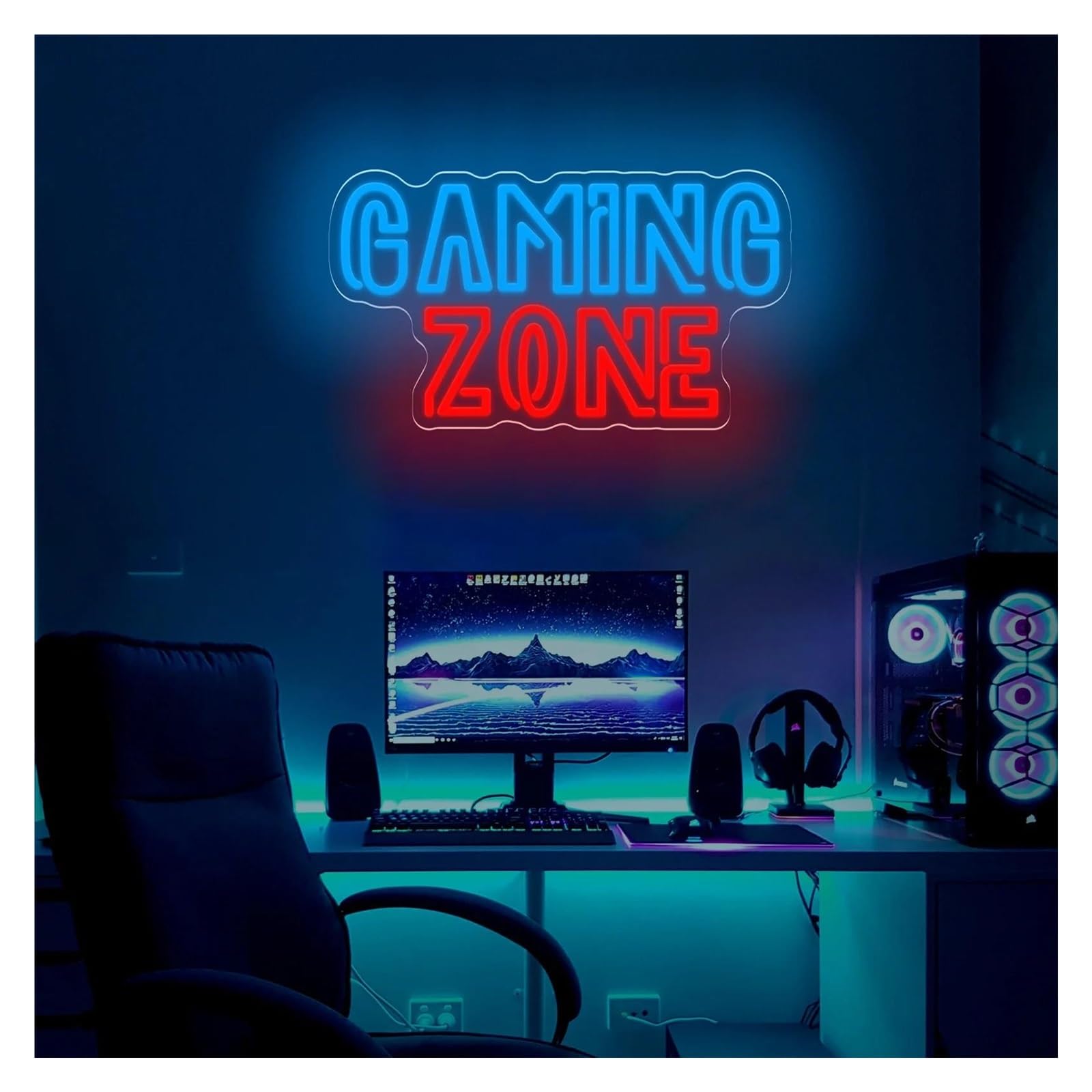 Décor Mural Lumière Enseigne Lumineuse Néon Gaming Zone Avec LED À Intensité Variable USB Pour Salle De Jeux Chambre Salon Bar Ou Une Fête Décoration Murale 40.6cmx22.8cm