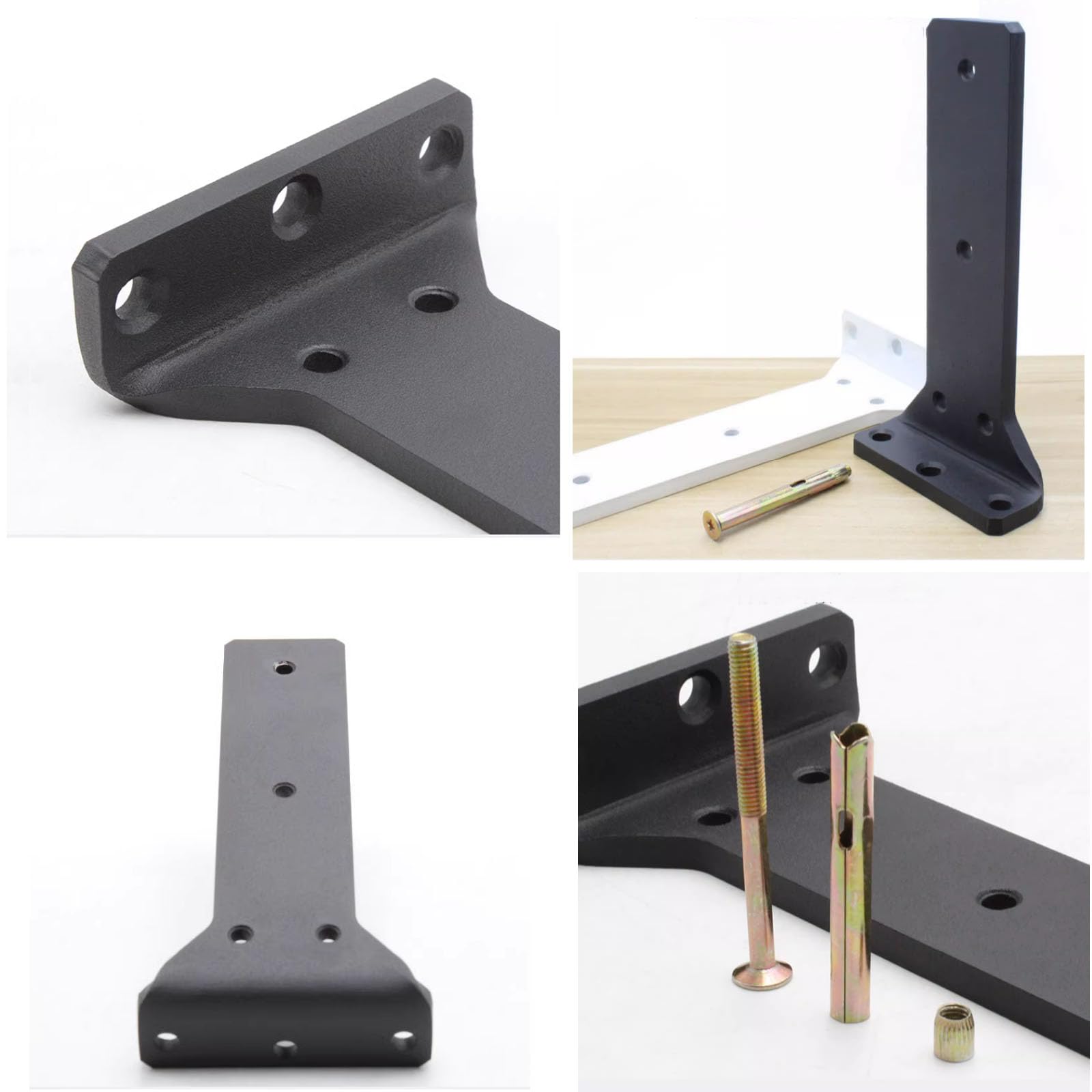 2 Pezzi Staffe per Mensole Galleggiante a Parete,Supporto per Mensola in Acciaio,Reggimensola Pesanti da Muro,Profilo a L,Staffe per Scaffali in Metallo,con Viti,Nero (300mm)