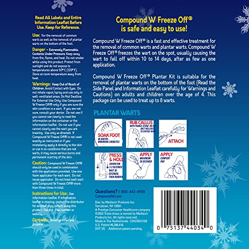 compound w freeze off plantar wart remover kit 8 applications1 count pack of 1