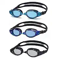 3 Pack Swim Goggles for Adults Kids Ages 6+ | No Leak Anti-Fog UV Protection | with 3 Hard Travel Cases