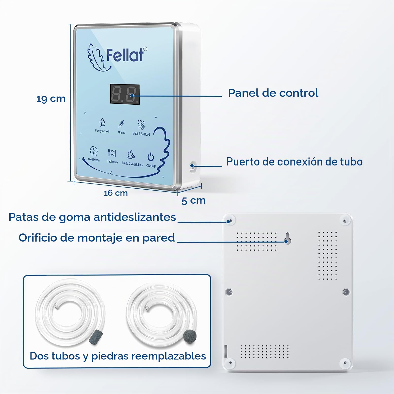 Generador de Ozono, FELLAT 600mg/h Generador de Ozono para agua y aire, Generador de Ozono Portátil con 6 modos