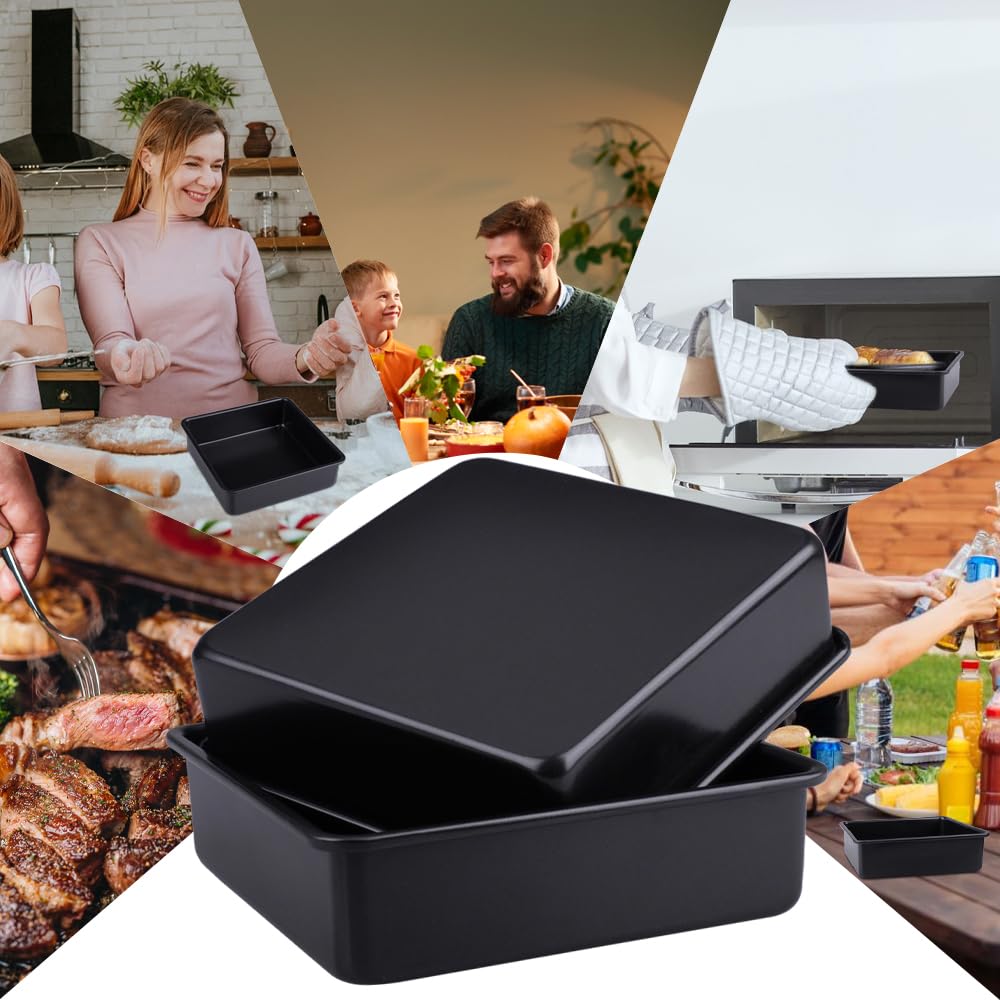 Set di 2 Teglia Forno Quadrata Teglie Forno Antiaderenti Stampo per Forno 15x15 Rostiera Antiaderente Teglia per Friggitrice ad Aria per Torte Lasagne Brownie