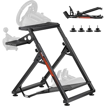 VEVOR Steering Wheel Stand Adjustable & Foldable Simulator Stand for G923 G920 G29 G27 Thrustmaster T300RS TX F458 T500RS T3PA-PRO F1/GT Gaming Cockpit Pedal Simulator Not Included Compact