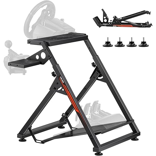 VEVOR Racing Wheel Stand, Adjustable & Foldable Simulator Stand for Logitech G923 G920 G29 G27, Thrustmaster T300RS TX F458 T500RS T3PA-PRO(F1/GT) Gaming Cockpit,Pedals Simulator NOT Included,Compact