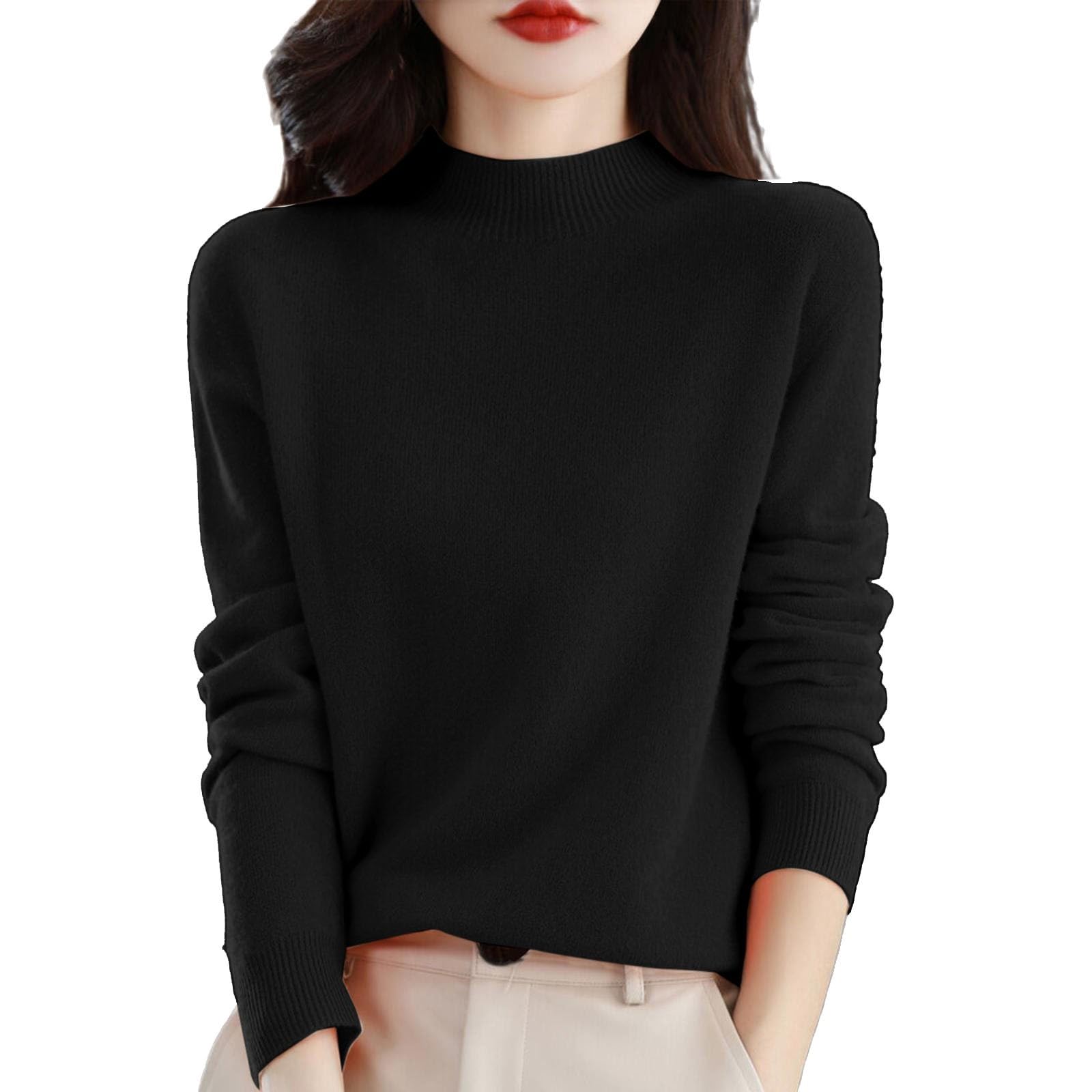 Blouse Femme - Manches Longues, Couleur Unie, avec Un T-Shirt De Base, Chaud Et Ample, Idéal pour L'Automne l'hiver. Chemise Haut Manche Longue Boheme Chemisier Sequin T Shirt Blanc Lin