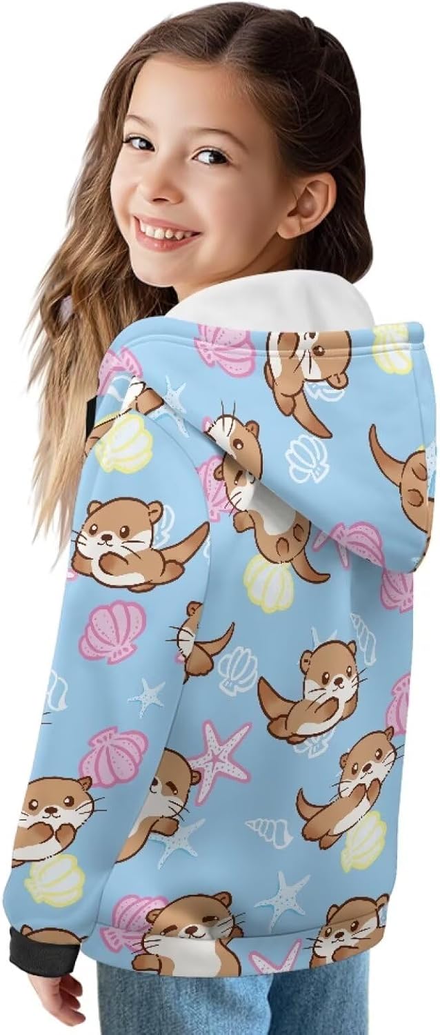 Girl Zip up Hoodie Sweatshirt Soft Fleece Jacket with Pocket for Girls 6-16 Years