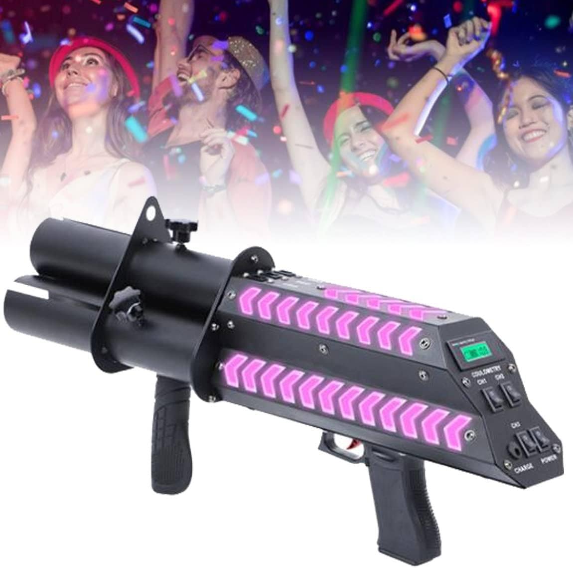 RayGenius Lanceur De Confettis, Feu d'artifice éLectronique avec LumièRes LED, Propulseur D'Ambiance De Feu d'artifice, Distance De Jet 8-10 Cm, Bars, Concerts, Mariages, FêTes