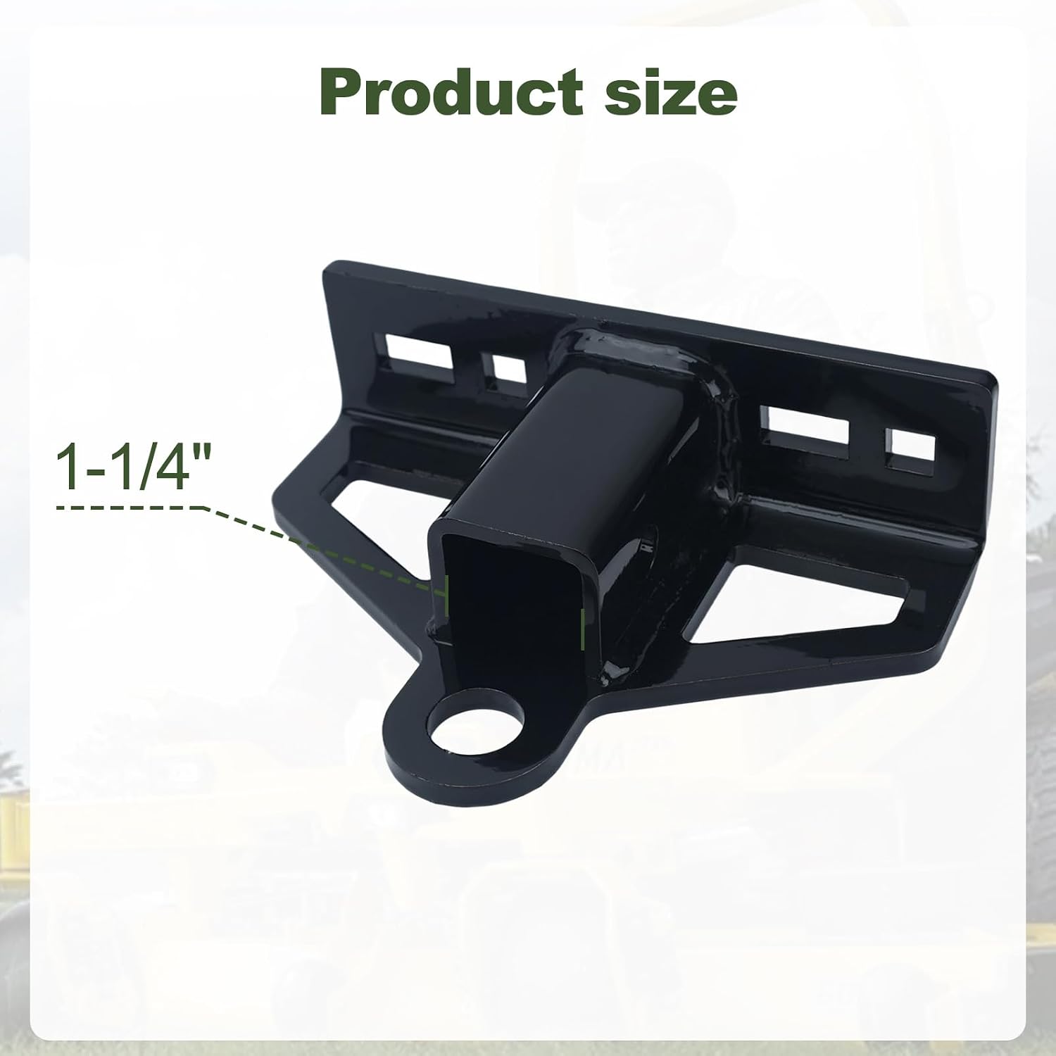 Zero Turn Mower Hitch Kit with 1-1/4″ Receiver - Heavy Duty 6mm Steel, Complete Set Includes Magnetic Hitch Pin, 5/8″ Pin, R-Clips & Bolts, Compatible with Husqvarna John Deere Cub Cadet Toro Craftsma