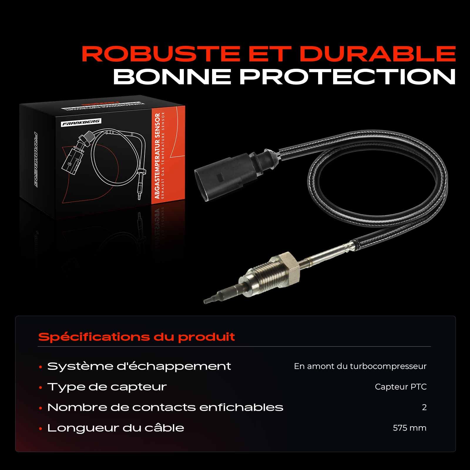 Frankberg Capteur de température des gaz d'échappement avant | 070906088AC; Compatible avec: T.r.a.n.s.p.o.r.t.e.r V Fourgon 7EA 7EH 7HA 7HH