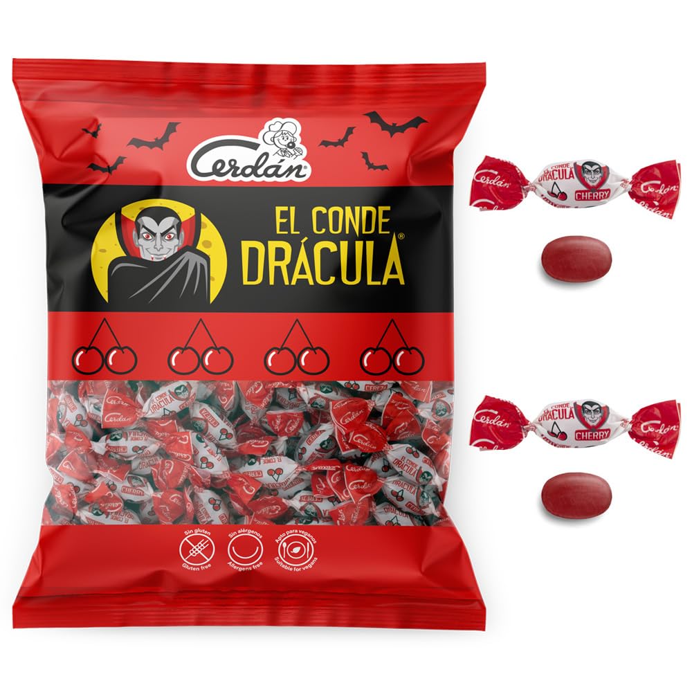 Caramelos Halloween El Conde Drácula Sabor Cereza 500 gr Caramelo Duro sin Gluten