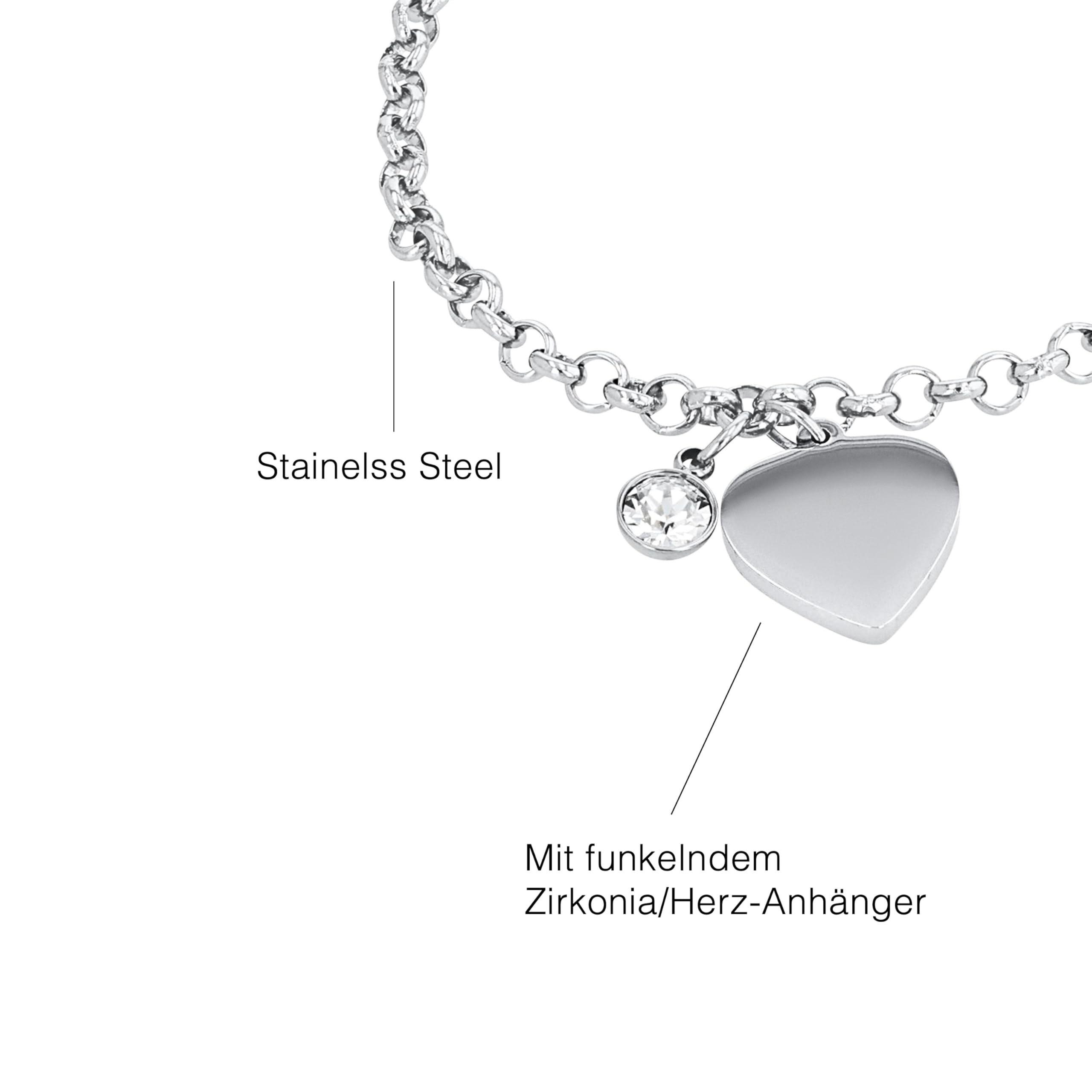 s.Oliver Pulsera elegante de plata de ley 925 pulida, cadena de ancla ajustable hasta 21 cm, resistente al agua y respetuosa con la piel