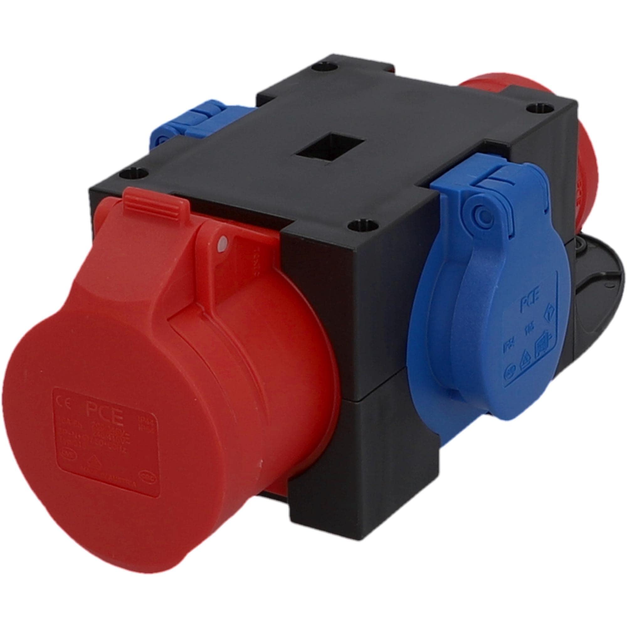 PCE CEE-Mobil-Verteiler, 1xCEE, 2xSchuko 16A, mit Bügel, IP 44