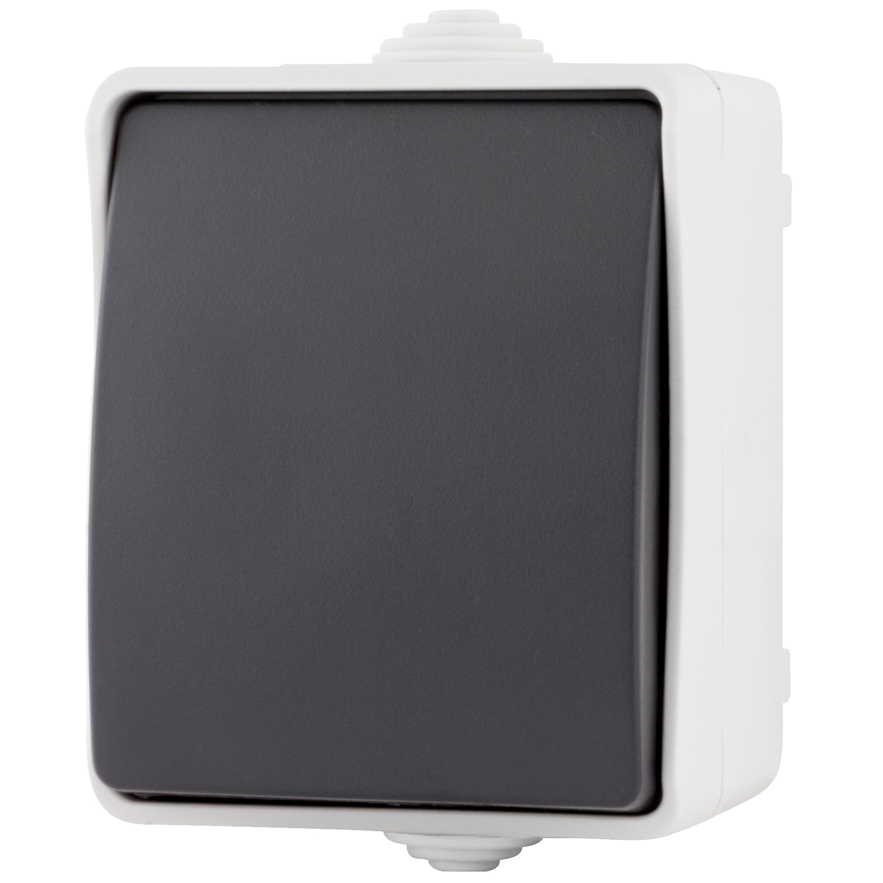 REV AquaBase Lichtschalter – Aufputz, 1-polig, IP54, Feuchtraum, Grau