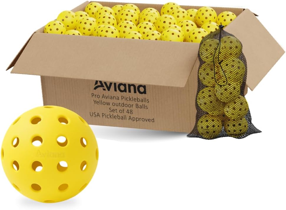 Pickleball Ball Set | Professional USAPA Approved for Sanctioned Tournament Play | 40 Holes & Specifically Designed for Outdoor Courts (Yellow 48 Balls Pack)