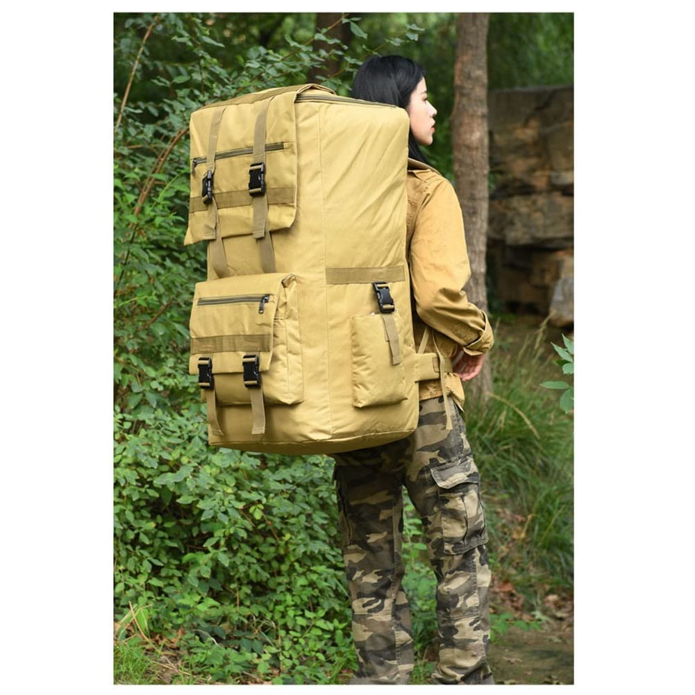 120L Große Kapazität Taktische Rucksack Outdoor wasserdichte Klettertasche Armee Fan Wanderrucksack Reiserucksack Trekkingrucksack für Reisen Radfahren Klettern Khaki