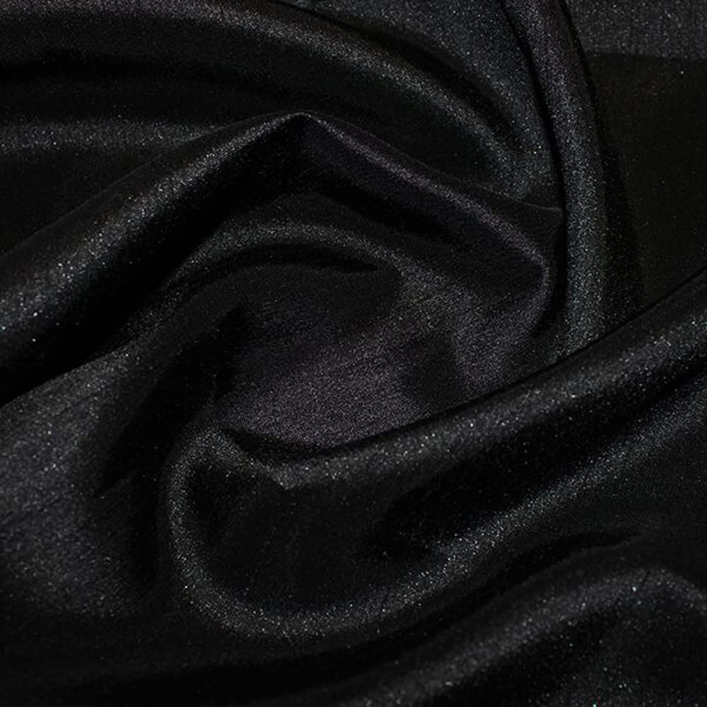 Satin Backed Shantung Dupion Faux Silk Dress Fabric Lightweight 146cm Wide (Per metre) (Black)