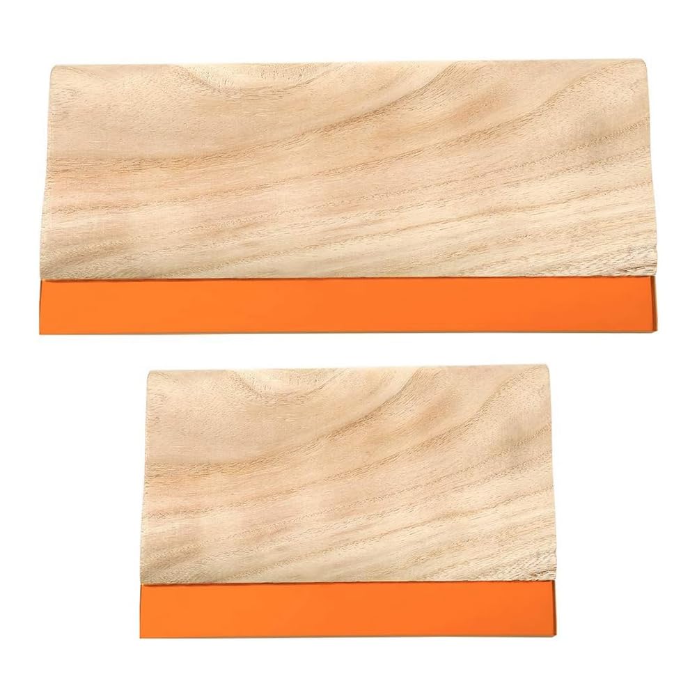 UDSKNV[KSL Wooden for Screen Printing Squeegee- 2 Pieces in 2 Sizes(75 Durometer), Ink Scraper Tools 9.4 and 5.9 Inches
