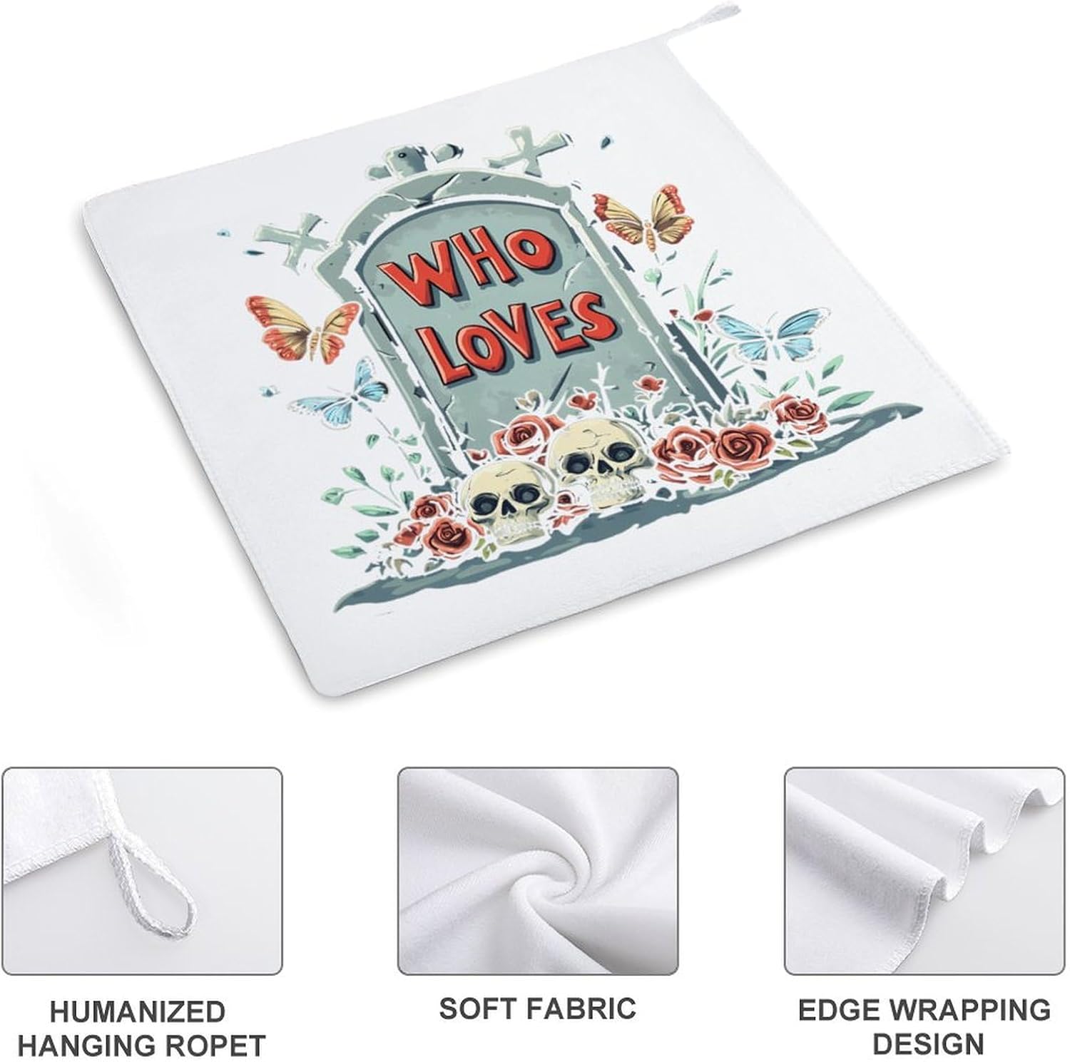 Horror Lover Day of The Dead Towel Hand Towels Decorative Towel for Bathroom Kitchen Shower Gym 4PCS