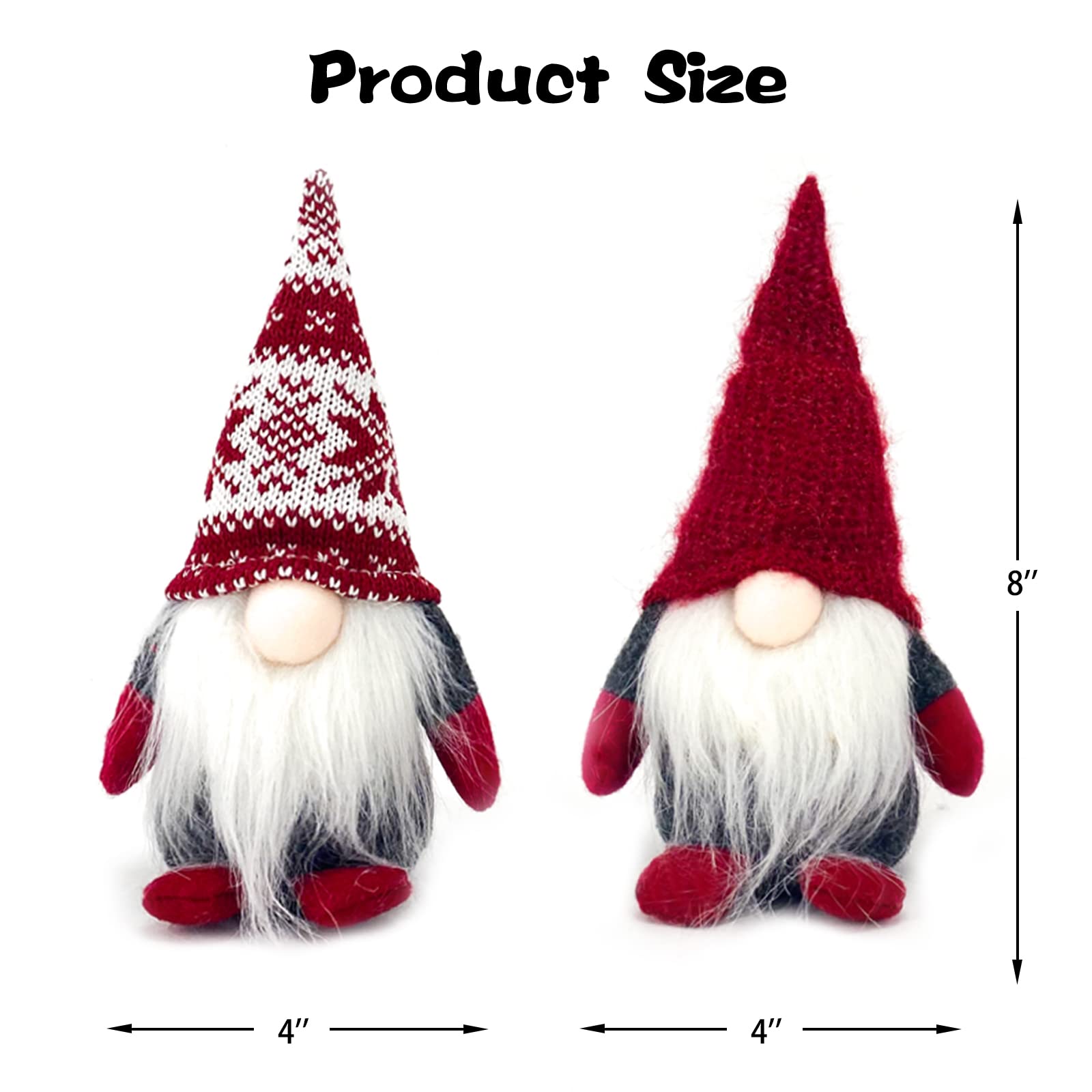 DUJSRZL 4PCS Gnomi di Natale in peluche lavorato a maglia Babbo Natale, fatti a mano, decorazioni da tavolo, decorazioni per la casa, decorazioni per camini da tavolo （gambe lunghe rosse miste）