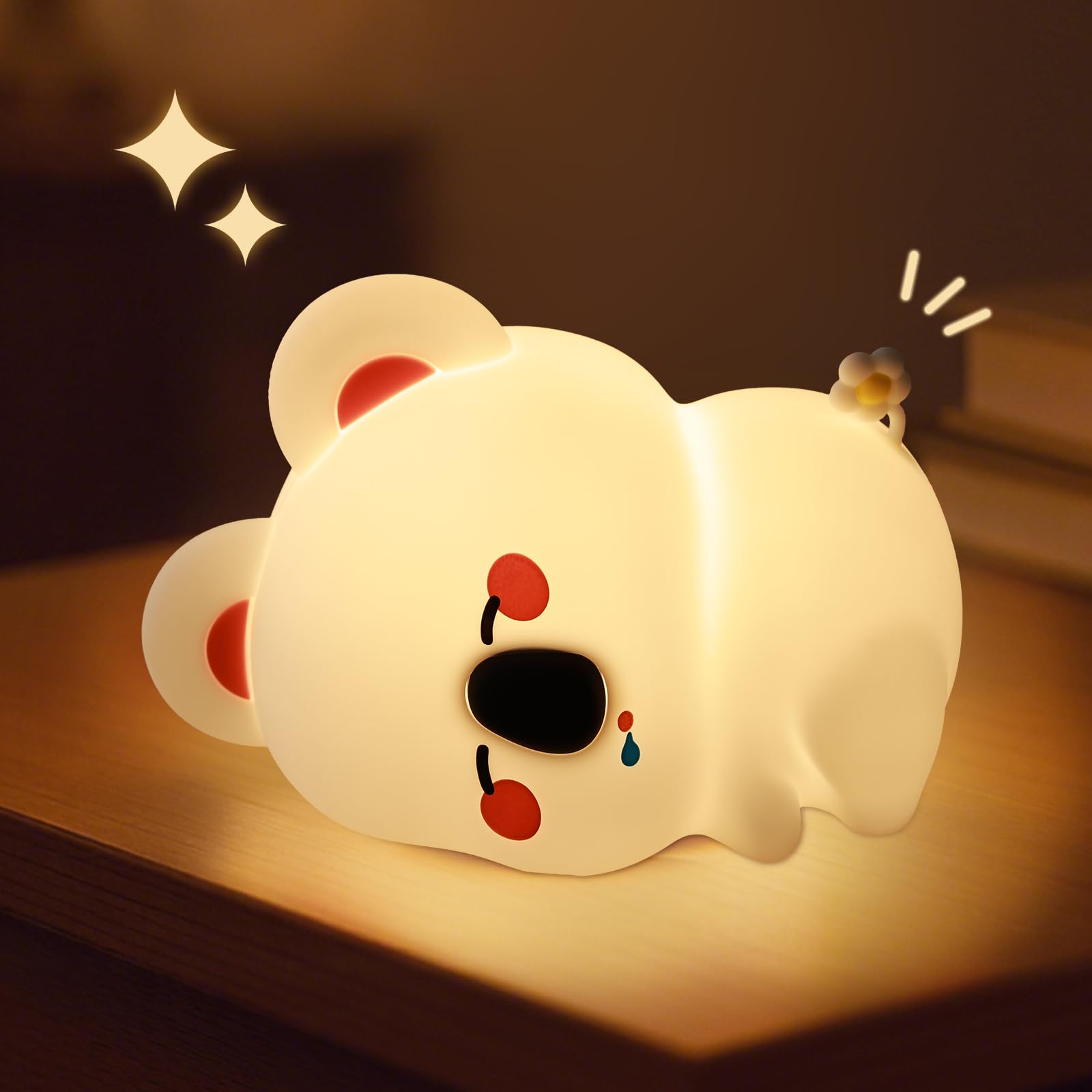 AmmToo Nachtlicht Kinder Nachtlampe -Lampe Dimmbar Timer, Touch-Steuerung Silikon Nachtlicht Baby, USB-Aufladbar Niedliche Panda Lampe, Cute Nachtlicht Kinderzimmer