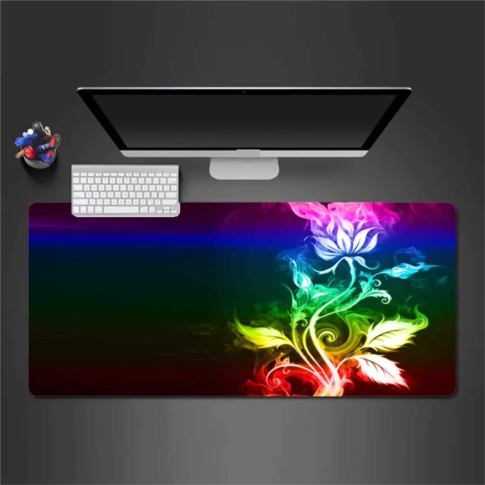 Alfombrilla Raton Gaming XXL 1200x600x2cm Alfombrilla de Ratón Grande Alfombrilla Gaming de Escritorio con Base Antideslizante para Gamers PC y Portátil (Flor Abstracta)