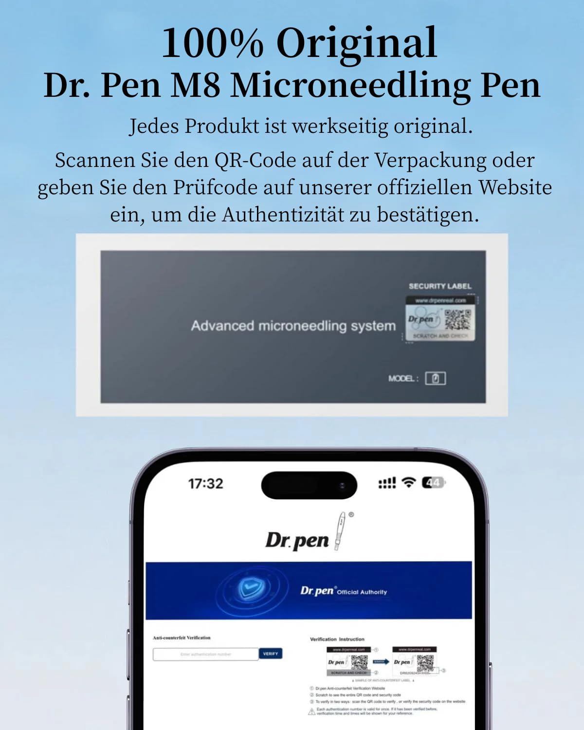 Dr.Pen Ultima M8 Microneedling Pen, Elektrischer Nadelfederstift, Kabelgebunden oder kabellos nutzbar, mit 10 Kartuschen