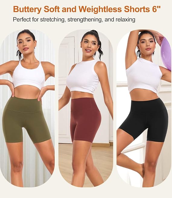 wirarpa Women's Buttery Soft Biker Shorts High Waisted 6 Yoga Shorts