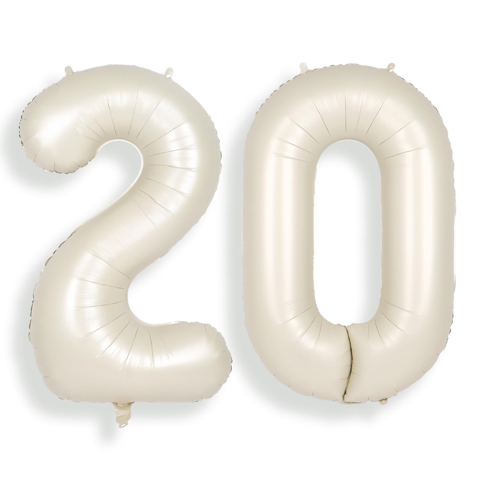 SUWEN 40 Inch Cream White 20 Number Balloon Foil 0-9 Birthday Big Numbers