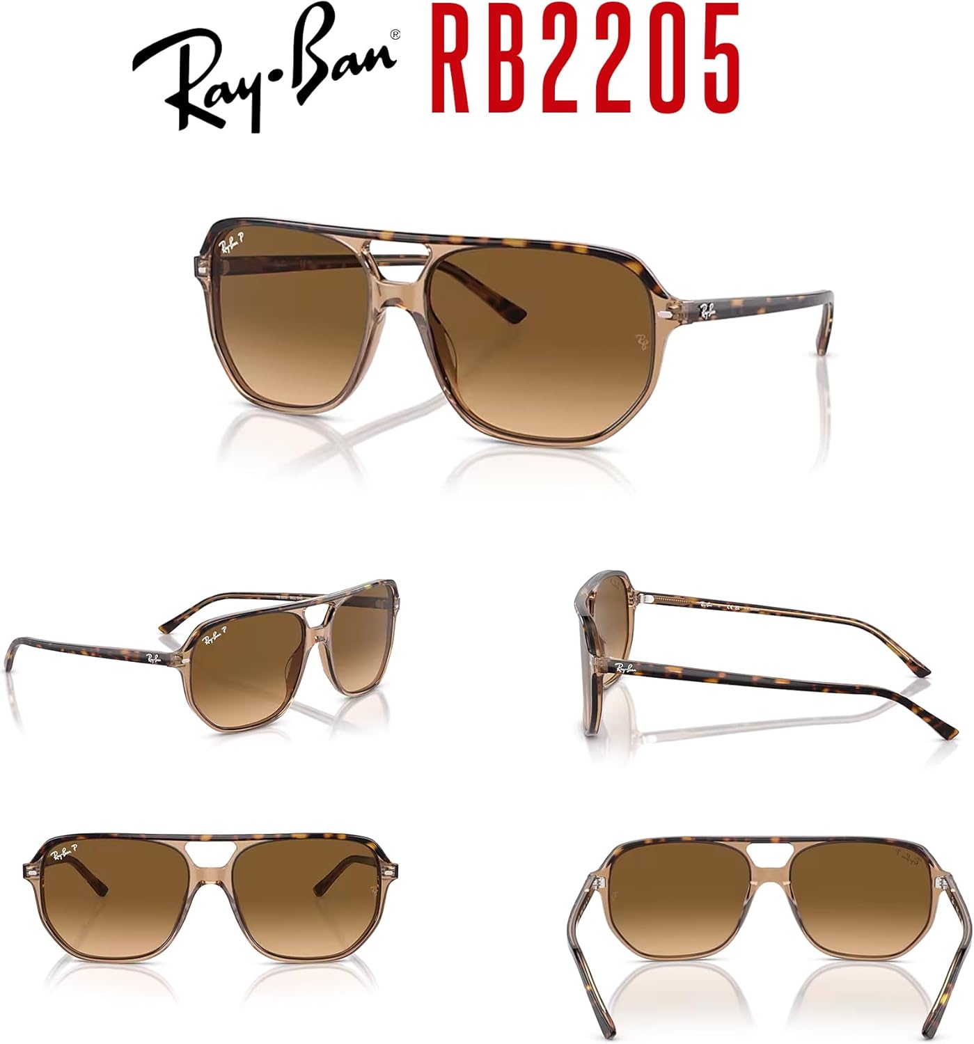 Ray-Ban Bill One RB2205 Square Sunglasses for Men for Women +BUNDLE with ACCESSORY EYEWEAR KIT - Image 7