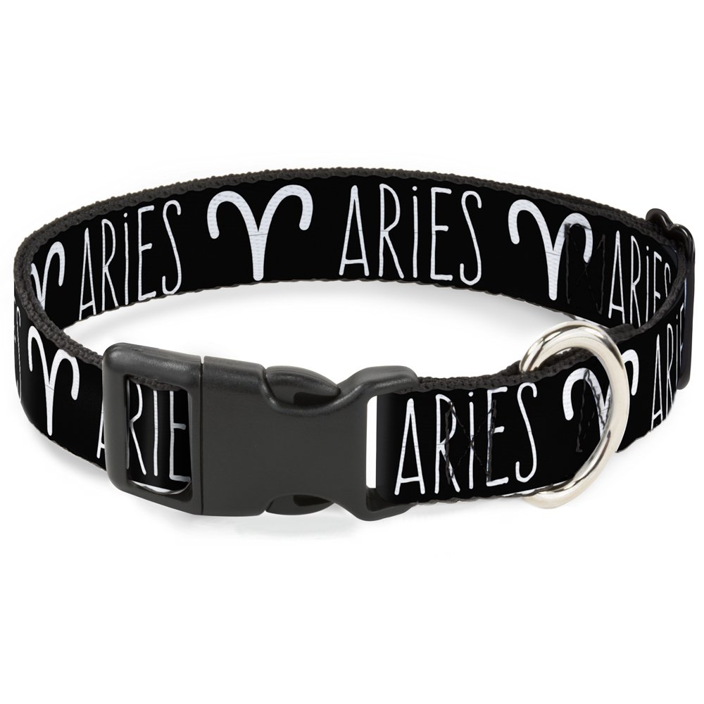 Collar de perro Buckle Down Signo del Zodiaco blanco y negro ajustable mediano 1/2" x 8-12"