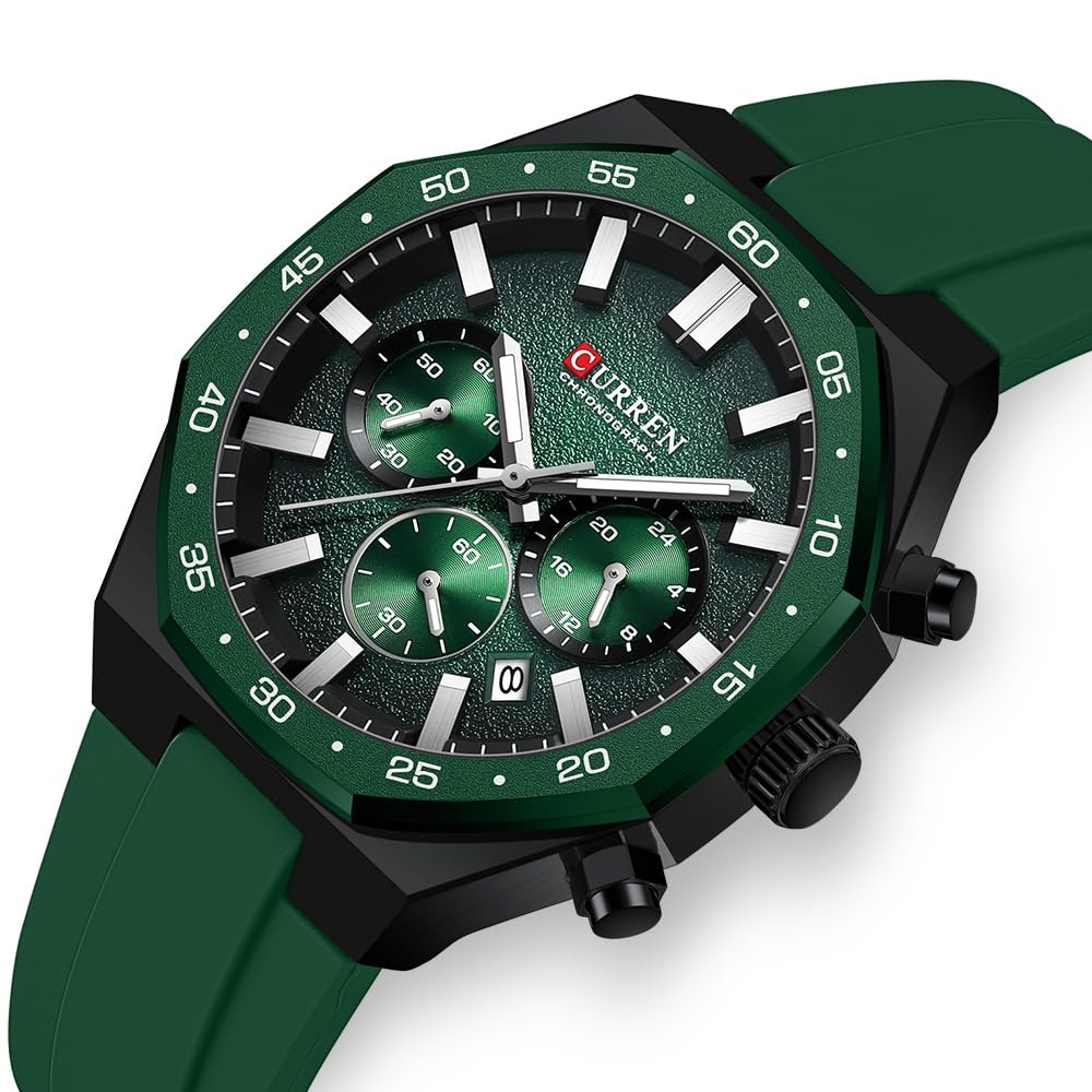 FANMIS Montre de sport militaire pour homme - Étanche - Chronographe - 43 mm - Grand cadran - Classique - Style décontracté - Bracelet en silicone