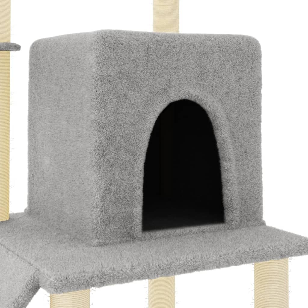 Tiragraffi per gatti con colonne tiragraffi in sisal e peluche, altezza 96,5 cm, albero da arrampicata con grotta, superficie di appoggio, amaca, mobili tiragraffi per soggiorno, torre da