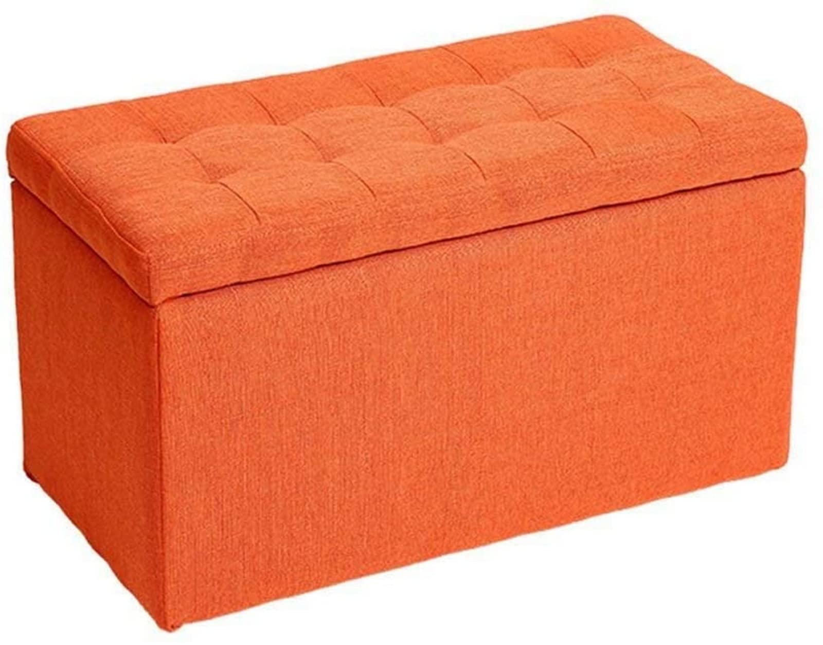 Pouf ottoman avec rangement en lin et assise rembourrée pour salon, 60x30x35 cm