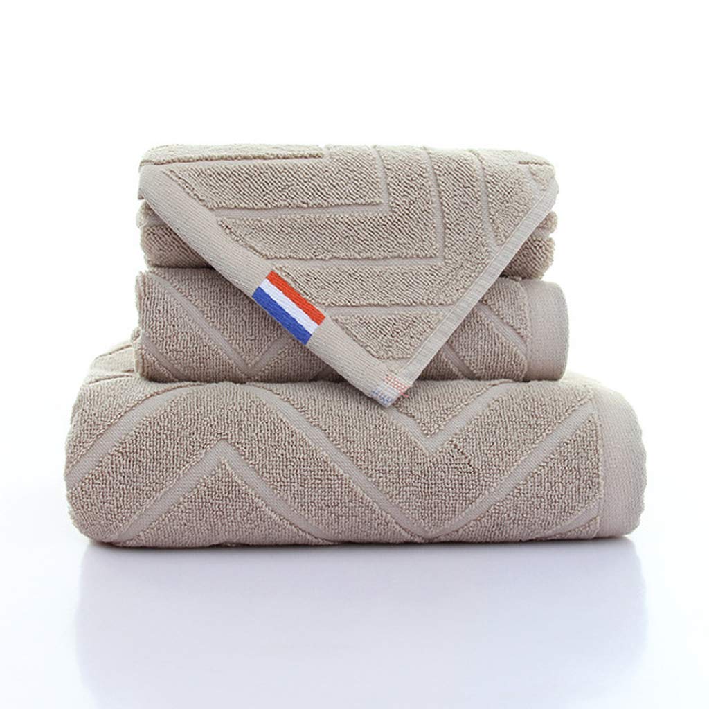 Juego de toallas de baño de 3 piezas de algodón absorbente color caqui