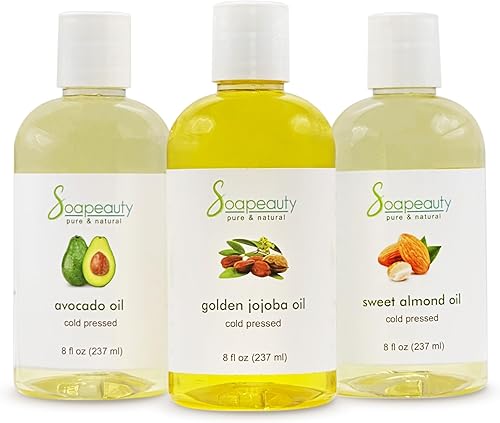 Aceite de almendras dulces, aceite de jojoba dorado, aceite de aguacate, paquete de 3, prensado en frío, portador para aceites esenciales,