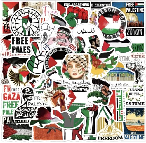 50pcs Palestine Stickers Pack Free Palestine Decals Waterproof Vinyl Pro Palestine Solidarity Stickers for Laptop Water Bottles Cars Journals and More