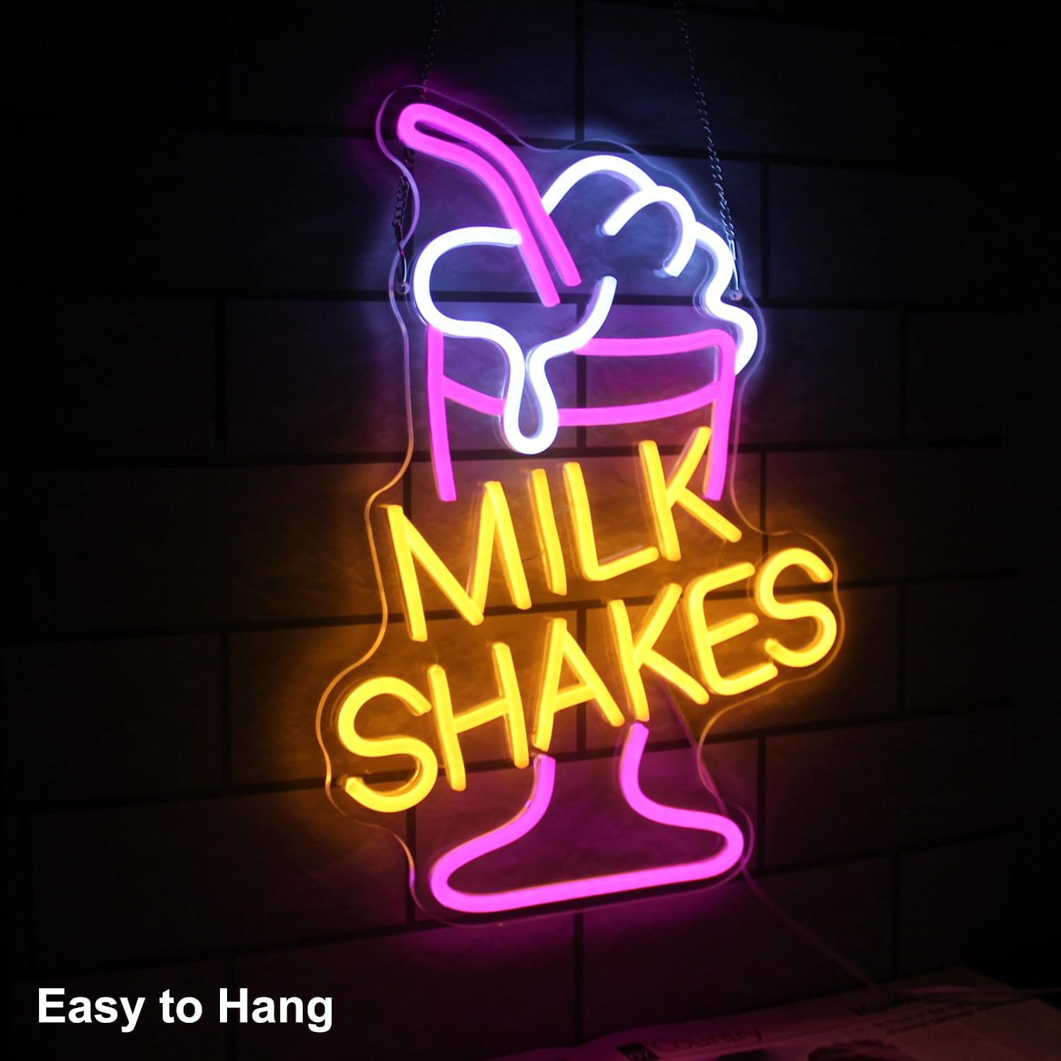 Milk Shakes Neon Signs Ice Cream Neon Light Milk Tea LED Sign Frozen Yogurt Neon Signs for Wall Food Drink Restaurant Lights Neon Wall Decor Light Up Sign for Dessert Shop Bar Decor - Image 2