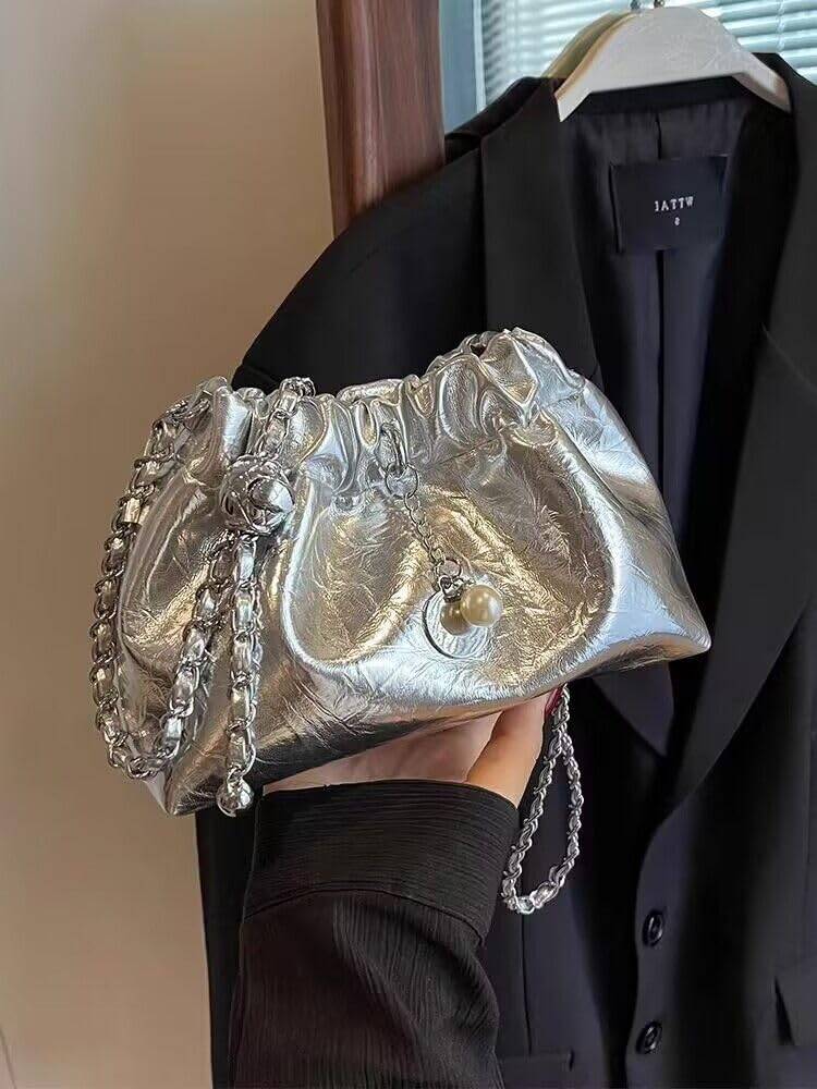 MIAC Fashion Design Shoulder Bag for Women,Pearl Crossbody Bags,Phone Wallet Purse Chain Bag for Girls